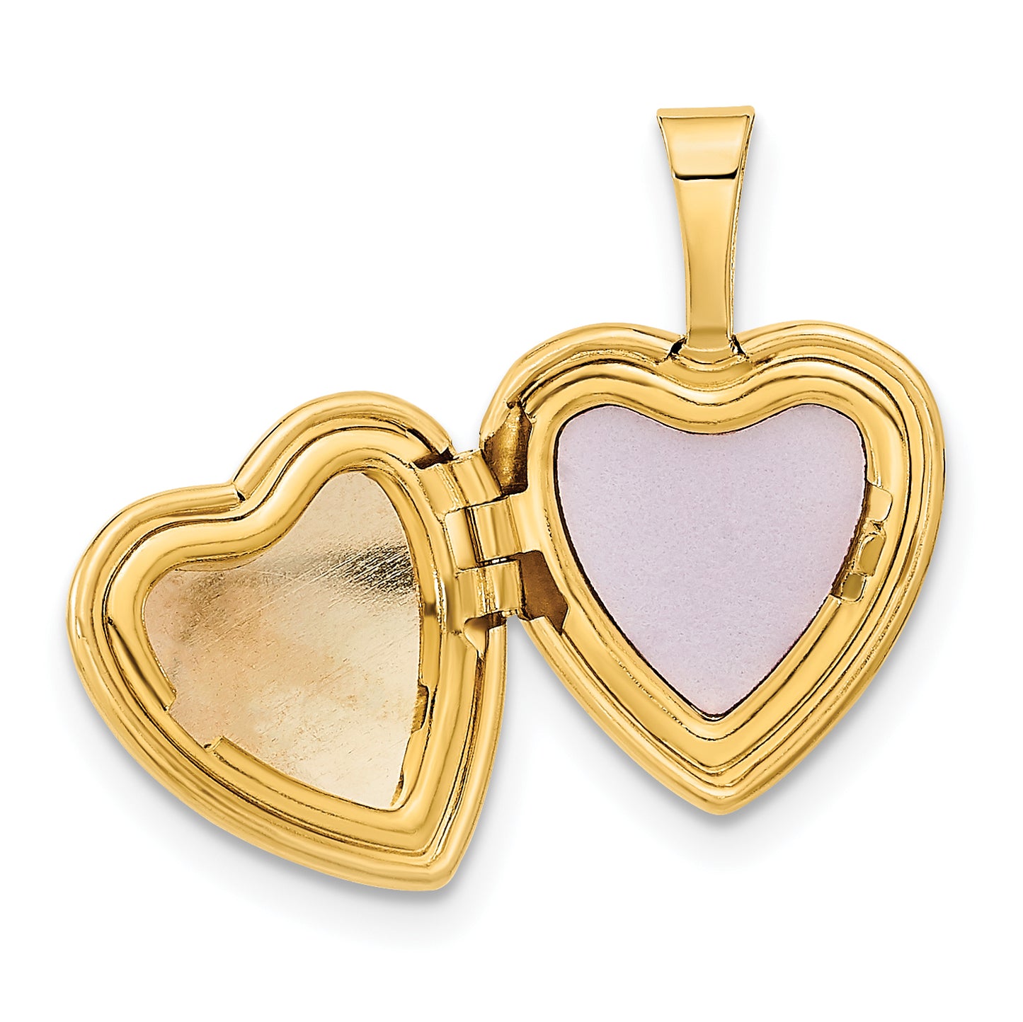 14k Yellow Gold 14k 12mm Satin with Enamel Rose Heart Locket