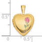 14k Yellow Gold 14k 12mm Satin with Enamel Rose Heart Locket