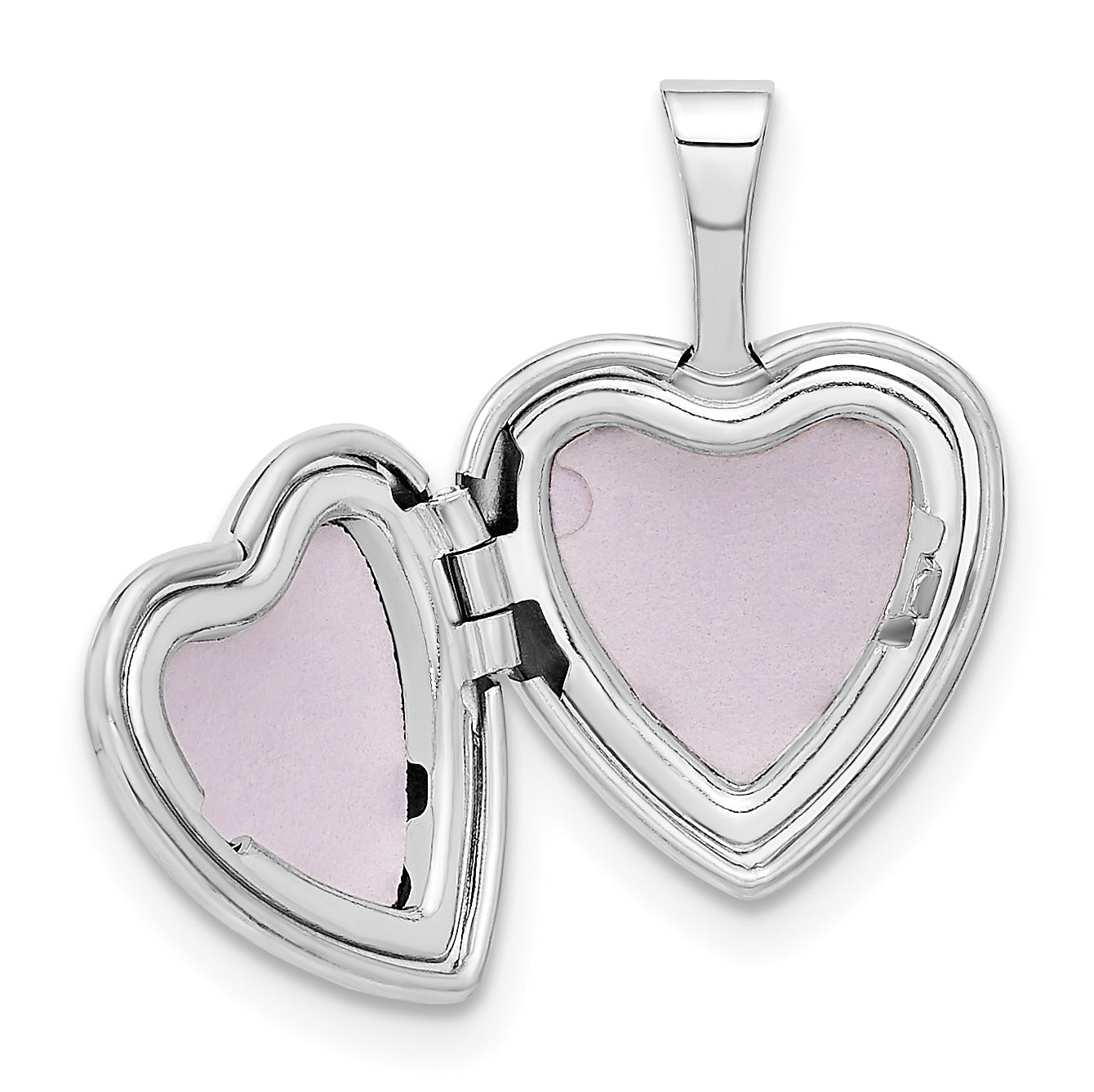 14k White Gold 14k White Gold 12mm Satin with Enamel Rose Heart Locket