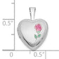 14k White Gold 14k White Gold 12mm Satin with Enamel Rose Heart Locket