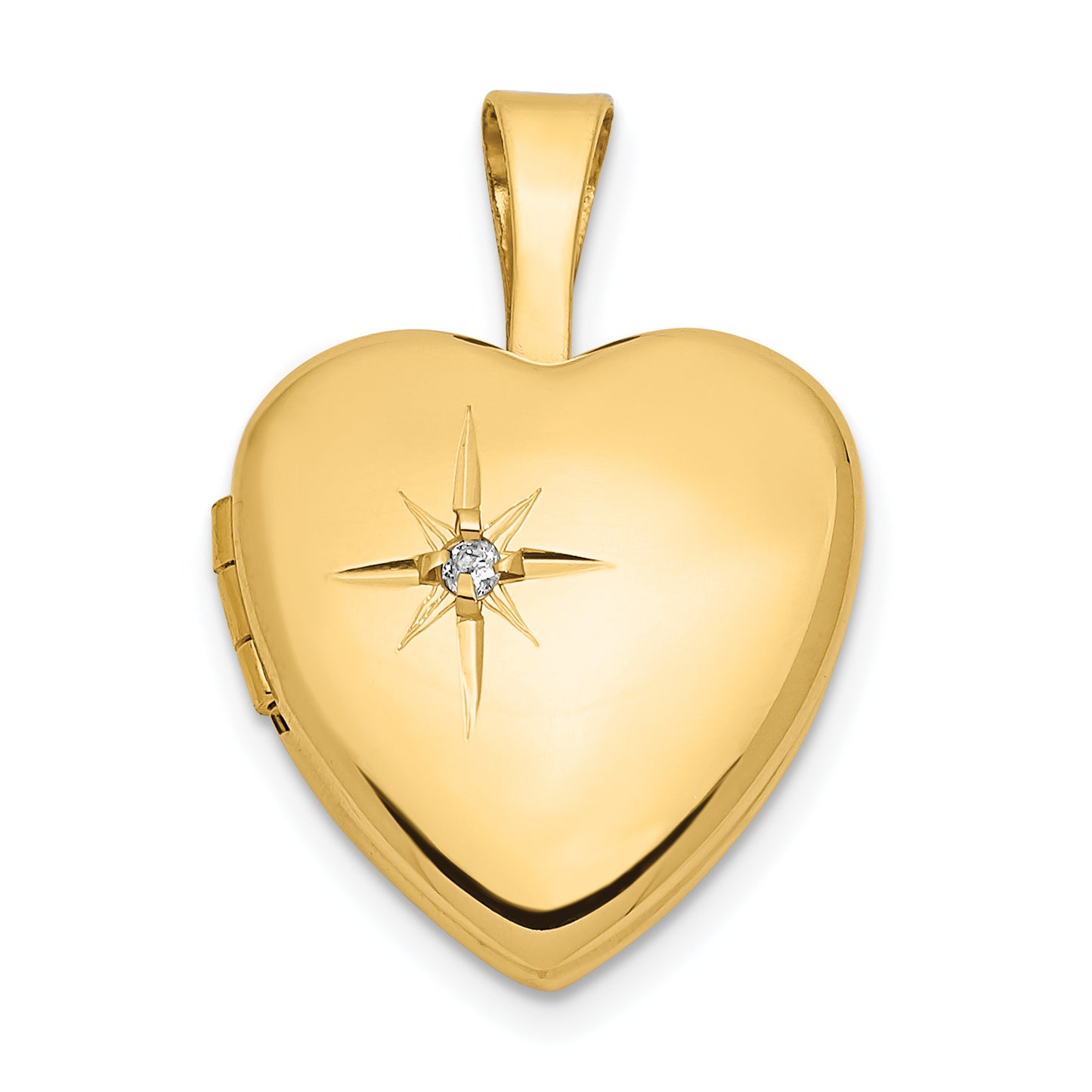 14k Yellow Gold 14k 12mm with .01ct. Diamond Heart Locket