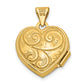 14k Yellow Gold 14ky Reversible Swirl Design 15mm Heart Locket