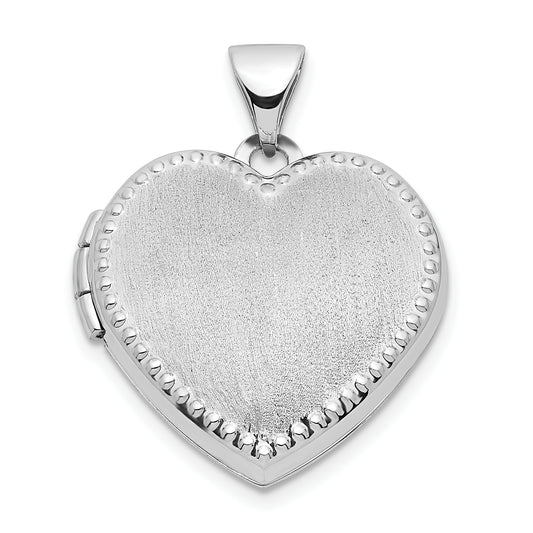 14k White Gold 14k White Gold Brushed w/Beaded Edge 18mm Heart Locket