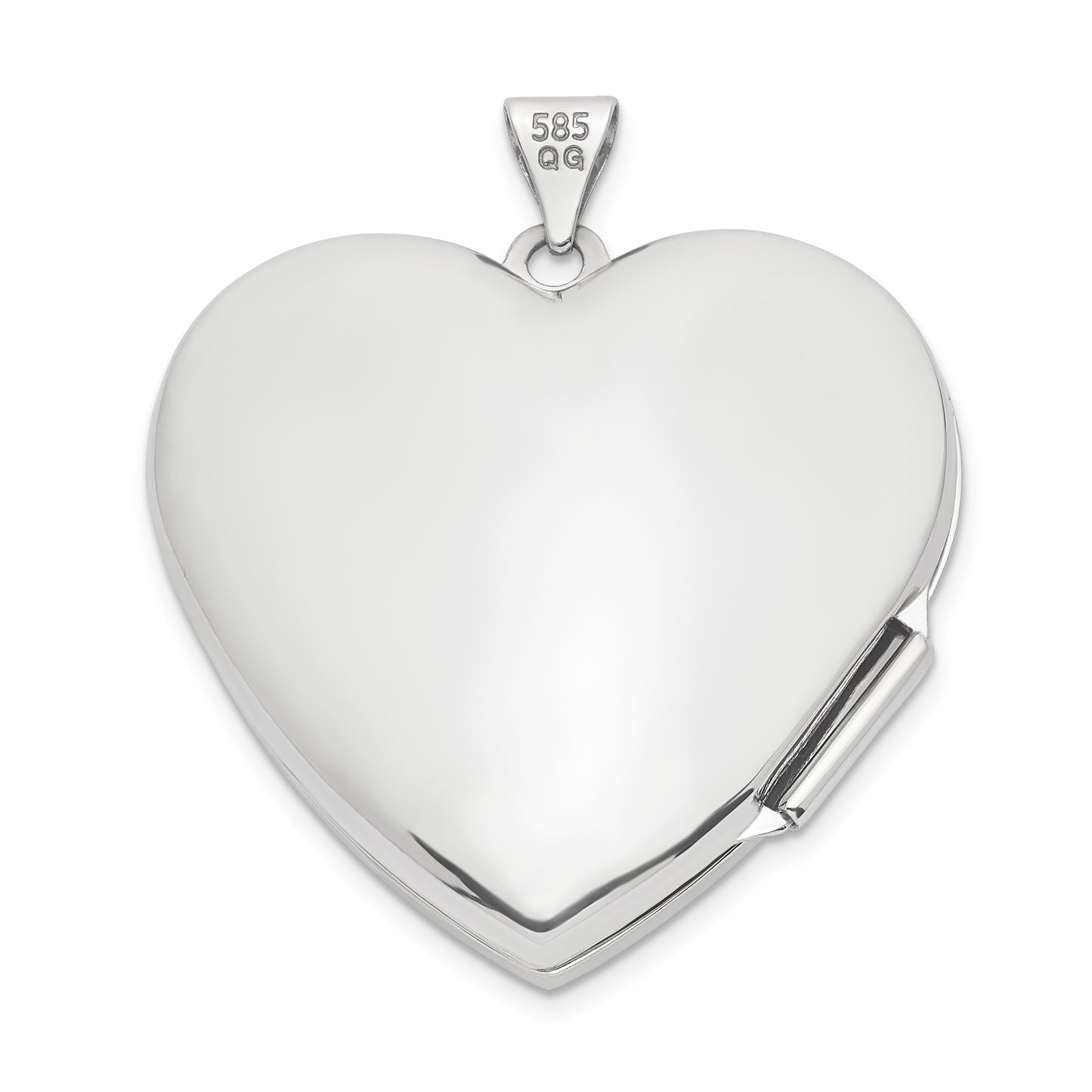 14k White Gold 14k White Gold Wave Diamond 27mm Heart Locket