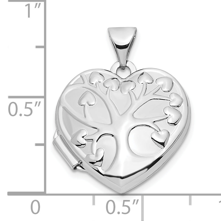 14k White Gold 14k White Gold Tree 18mm Heart Locket