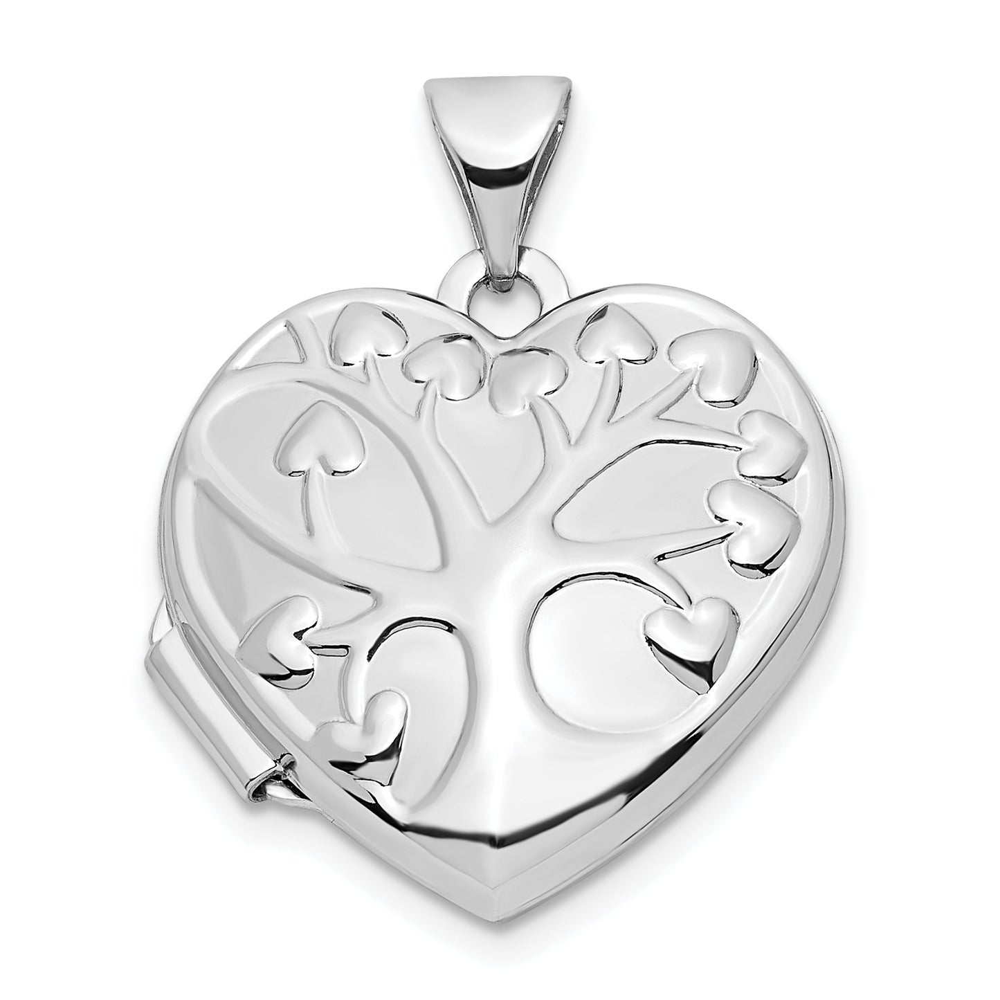 14k White Gold 14k White Gold Tree 18mm Heart Locket