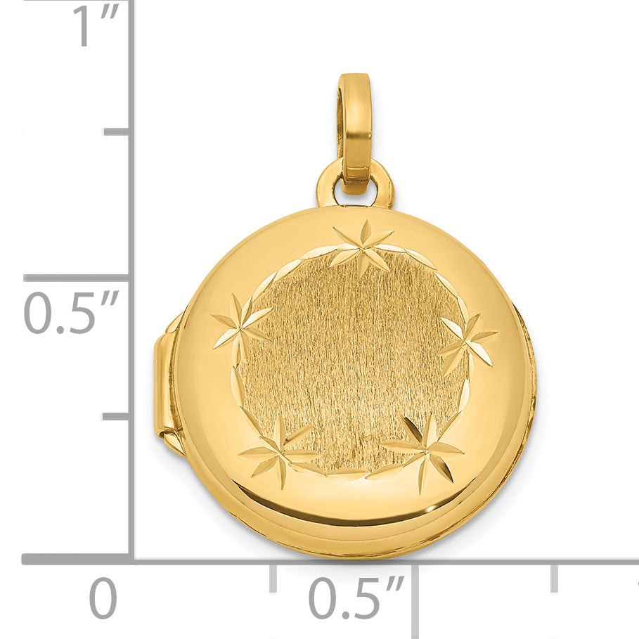 14k Yellow Gold 14K Polished and Brushed 16mm D/C Round Locket