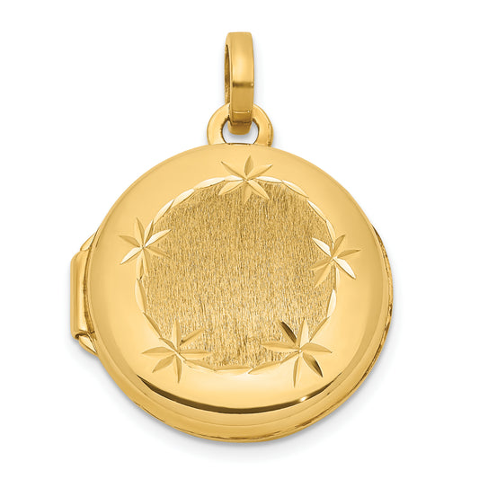 14k Yellow Gold 14K Polished and Brushed 16mm D/C Round Locket