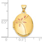 14k Yellow Gold 14ky Enamel Leaves 19mm Oval Locket