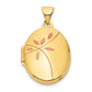 14k Yellow Gold 14ky Enamel Leaves 19mm Oval Locket