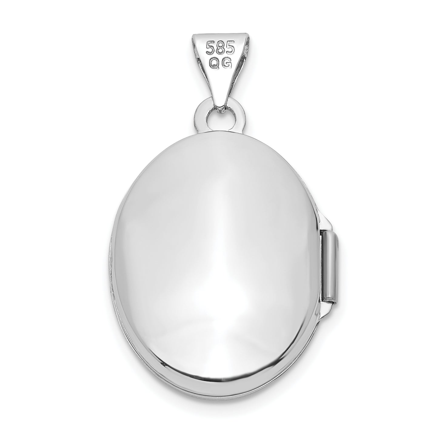 14k White Gold 14k White Gold Enamel Leaves 19mm Oval Locket