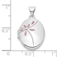 14k White Gold 14k White Gold Enamel Leaves 19mm Oval Locket