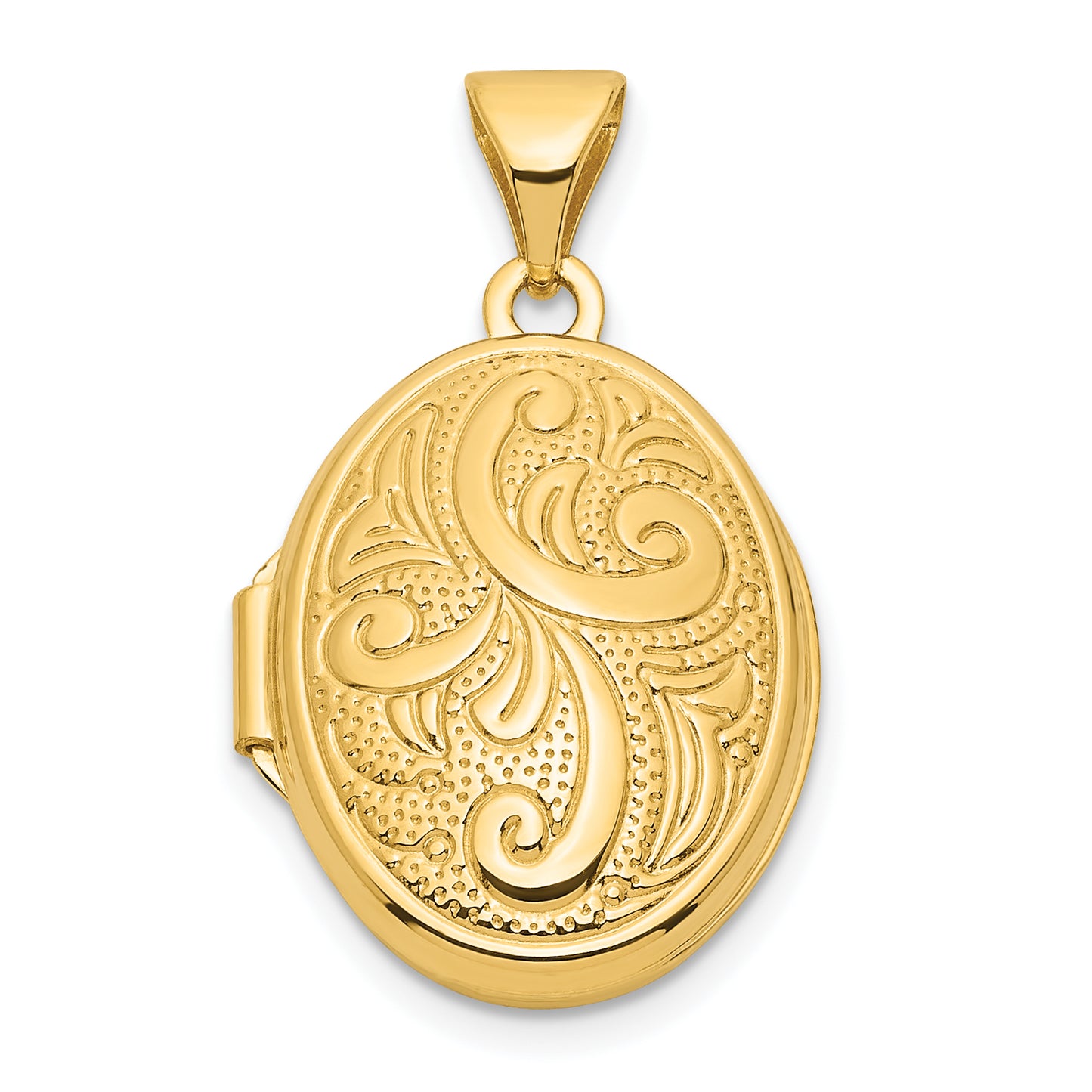 14k Yellow Gold 14k Yellow Gold Swirl Design 17mm Oval Locket