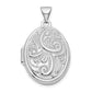 14k White Gold 14k White Gold Swirl Design 21mm Oval Locket