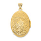 14k Yellow Gold 14ky Reversible Floral Swirl Design 26mm Oval Locket