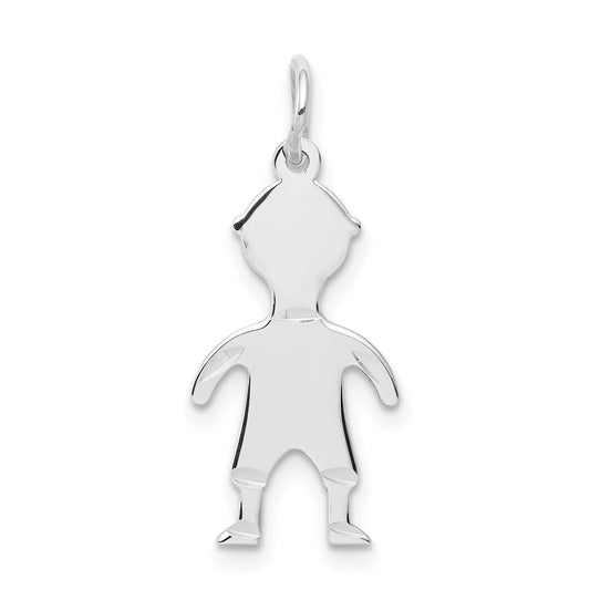 14k White Gold 14k White Gold .018 Depth Engravable Boy Charm