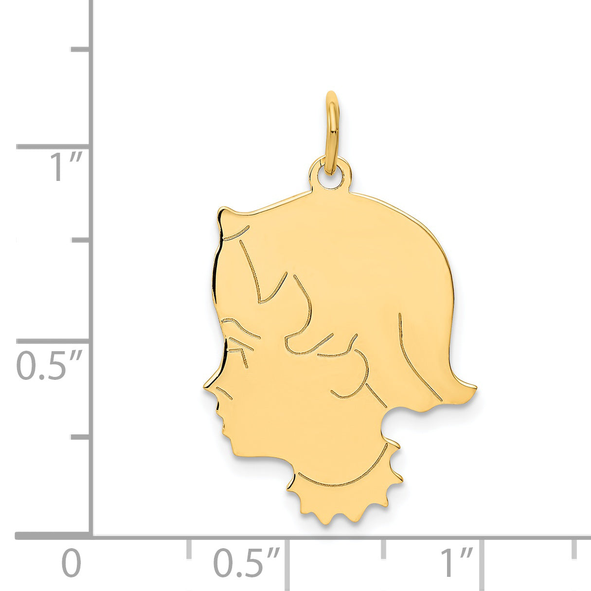 14k Yellow Gold 14k .013 Depth Engravable Girl Head Charm