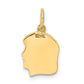 14k Yellow Gold 14k Plain Small .027 Gauge Facing Right Engravable Girl Head Charm