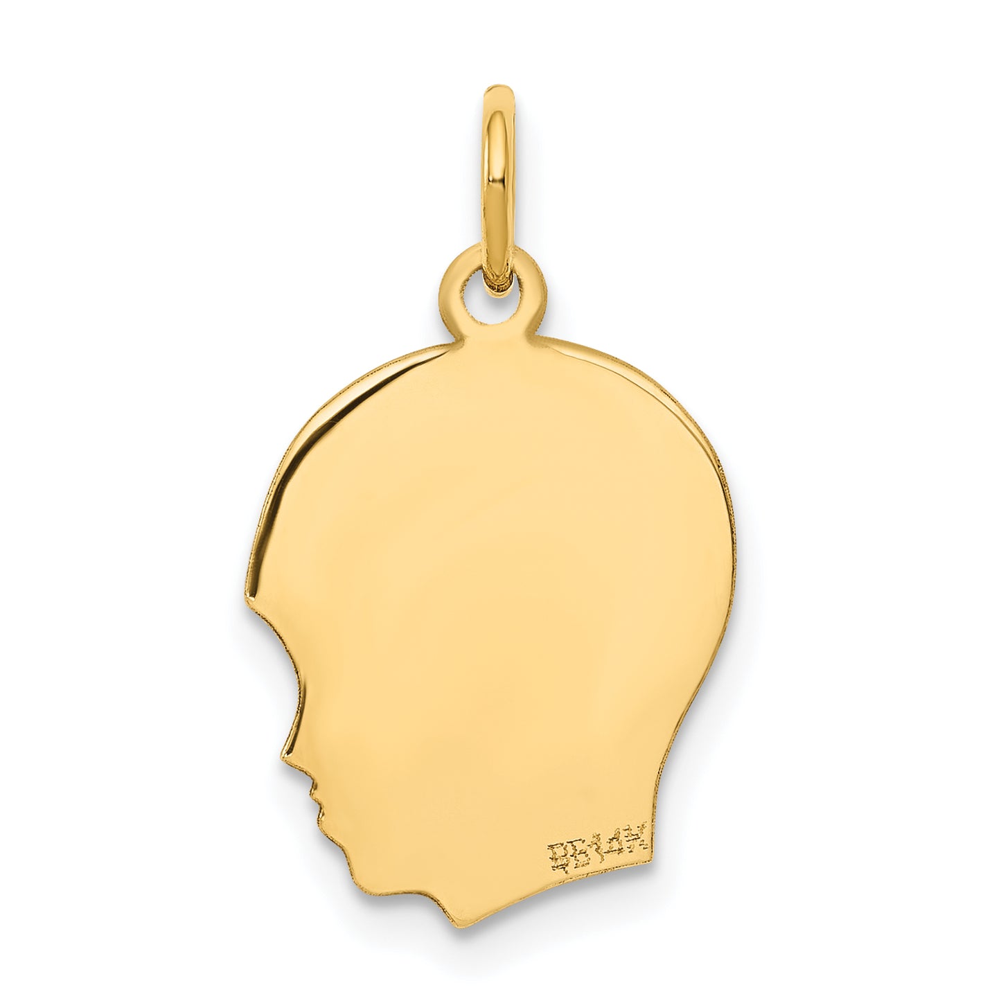 14k Yellow Gold 14k Plain Medium .018 Gauge Facing Right Engravable Boy Head Charm