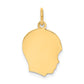 14k Yellow Gold 14k Plain Medium .027 Gauge Facing Right Engravable Boy Head Charm