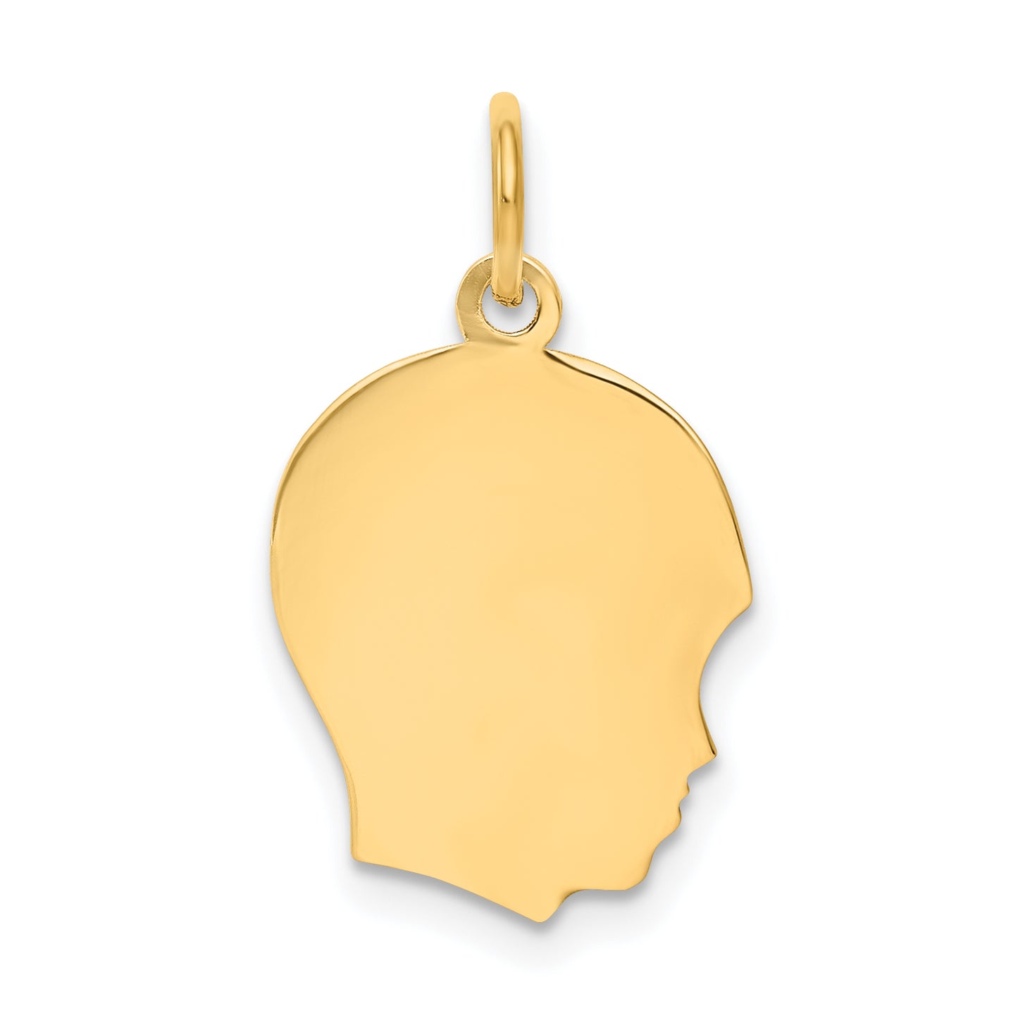 14k Yellow Gold 14k Plain Medium .027 Gauge Facing Right Engravable Boy Head Charm