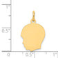 14k Yellow Gold 14k Plain Medium .027 Gauge Facing Left Engravable Boy Head Charm