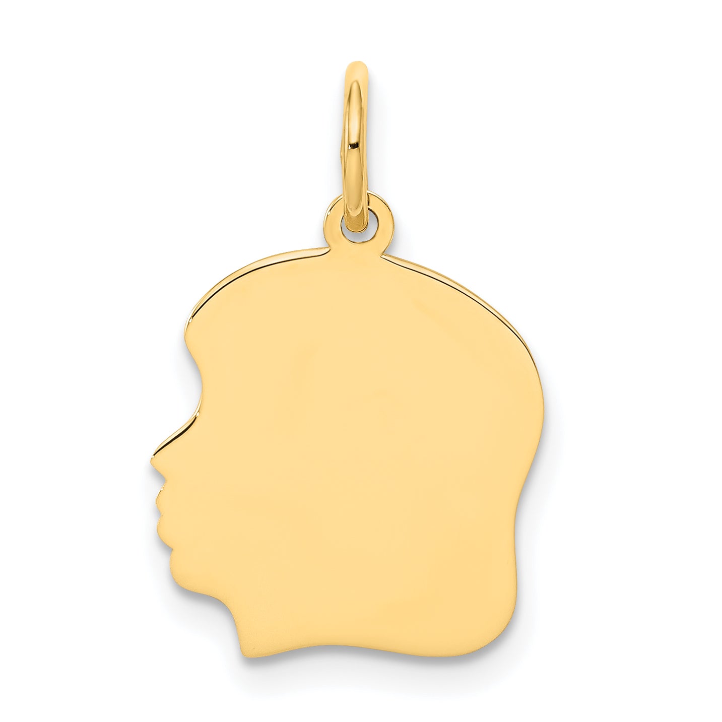 14k Yellow Gold 14k Plain Medium .018 Gauge Facing Left Engravable Girl Head Charm