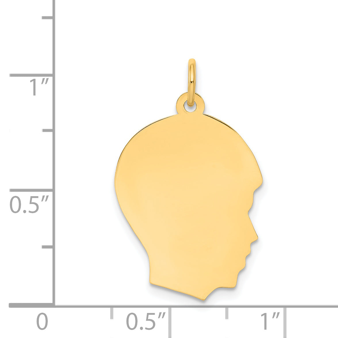 14k Yellow Gold 14k Plain Medium .009 Gauge Facing Right Engravable Boy Head Charm