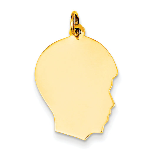 14k Yellow Gold 14k Plain Medium .009 Gauge Facing Right Engravable Boy Head Charm