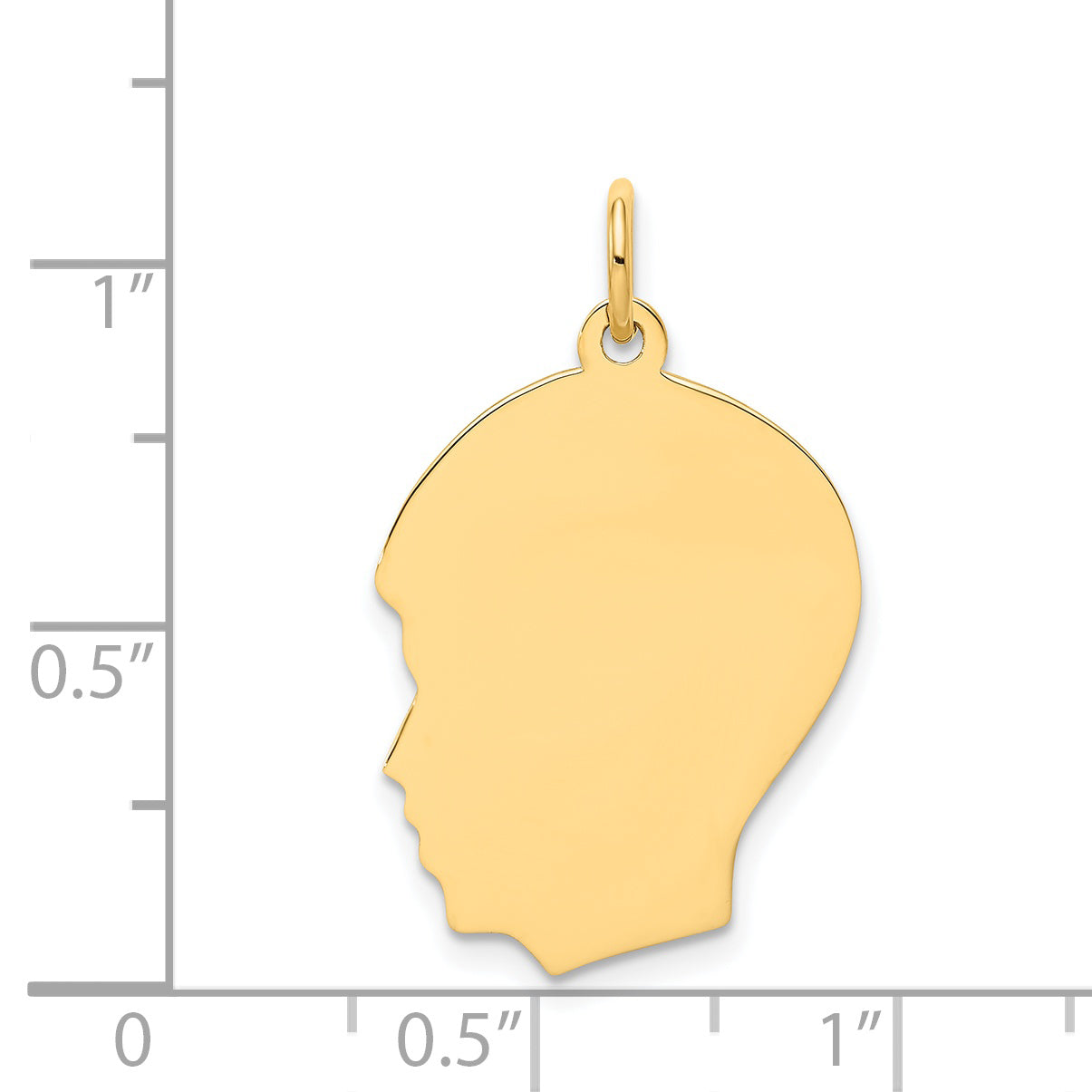 14k Yellow Gold 14k Plain Medium .009 Gauge Facing Left Engravable Boy Head Charm