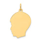 14k Yellow Gold 14k Plain Medium .009 Gauge Facing Left Engravable Boy Head Charm