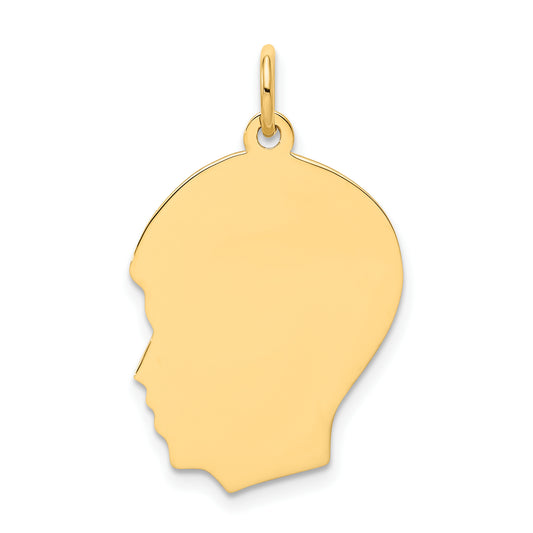 14k Yellow Gold 14k Plain Medium .009 Gauge Facing Left Engravable Boy Head Charm