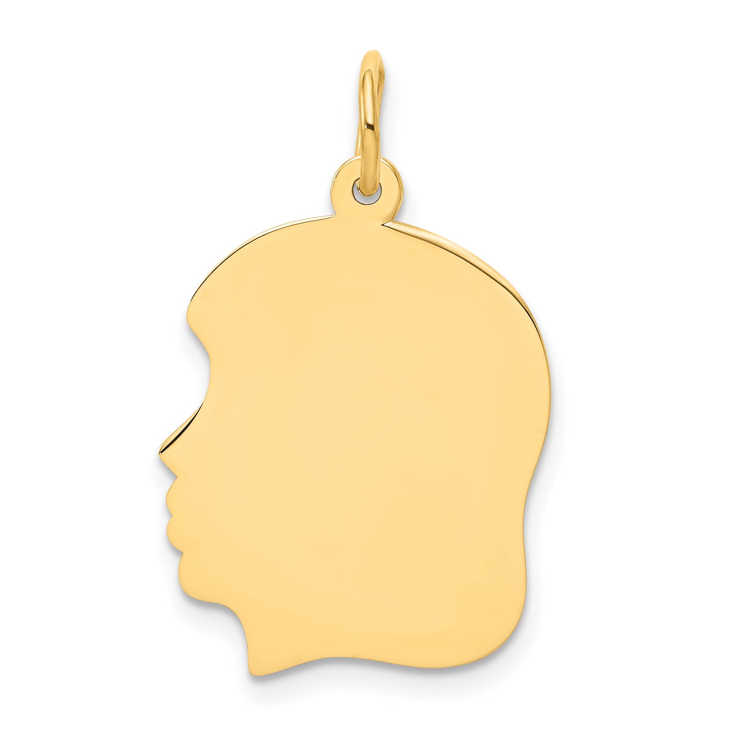 14k Yellow Gold 14k Plain Medium .027 Gauge Facing Left Engravable Girl Head Charm