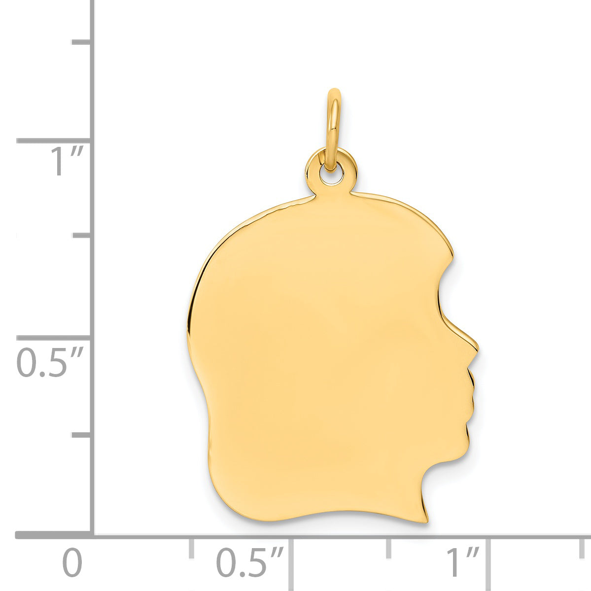 14k Yellow Gold 14k Plain Large .011 Gauge Facing Right Engravable Girl Head Charm