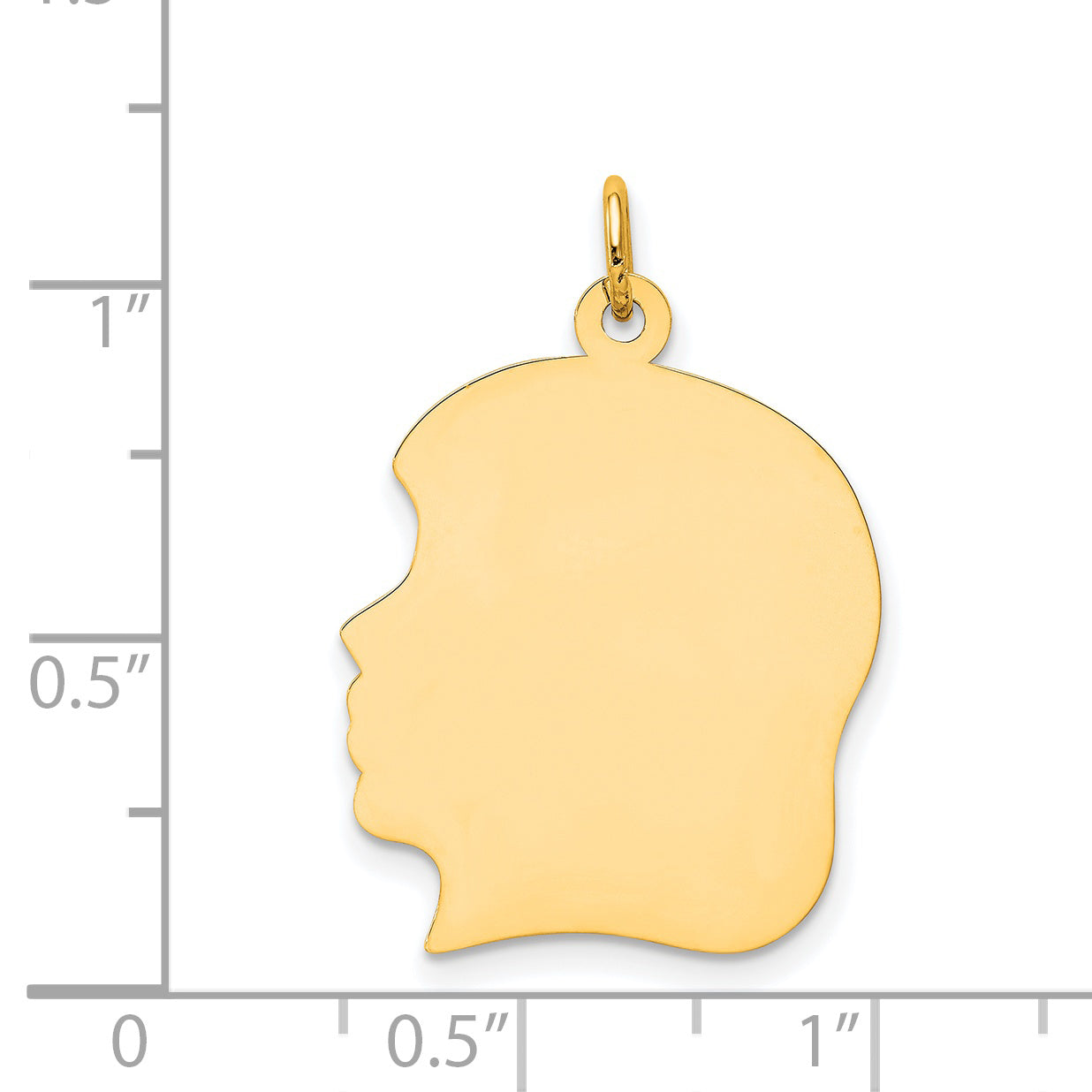 14k Yellow Gold 14k Plain Large .018 Gauge Facing Left Engravable Girl Head Charm