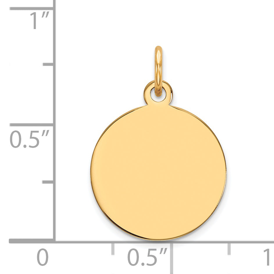 14k Yellow Gold 14k Plain .035 Gauge Circular Engravable Disc Charm