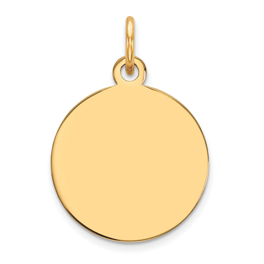 14k Yellow Gold 14k Plain .027 Gauge Circular Engravable Disc Charm