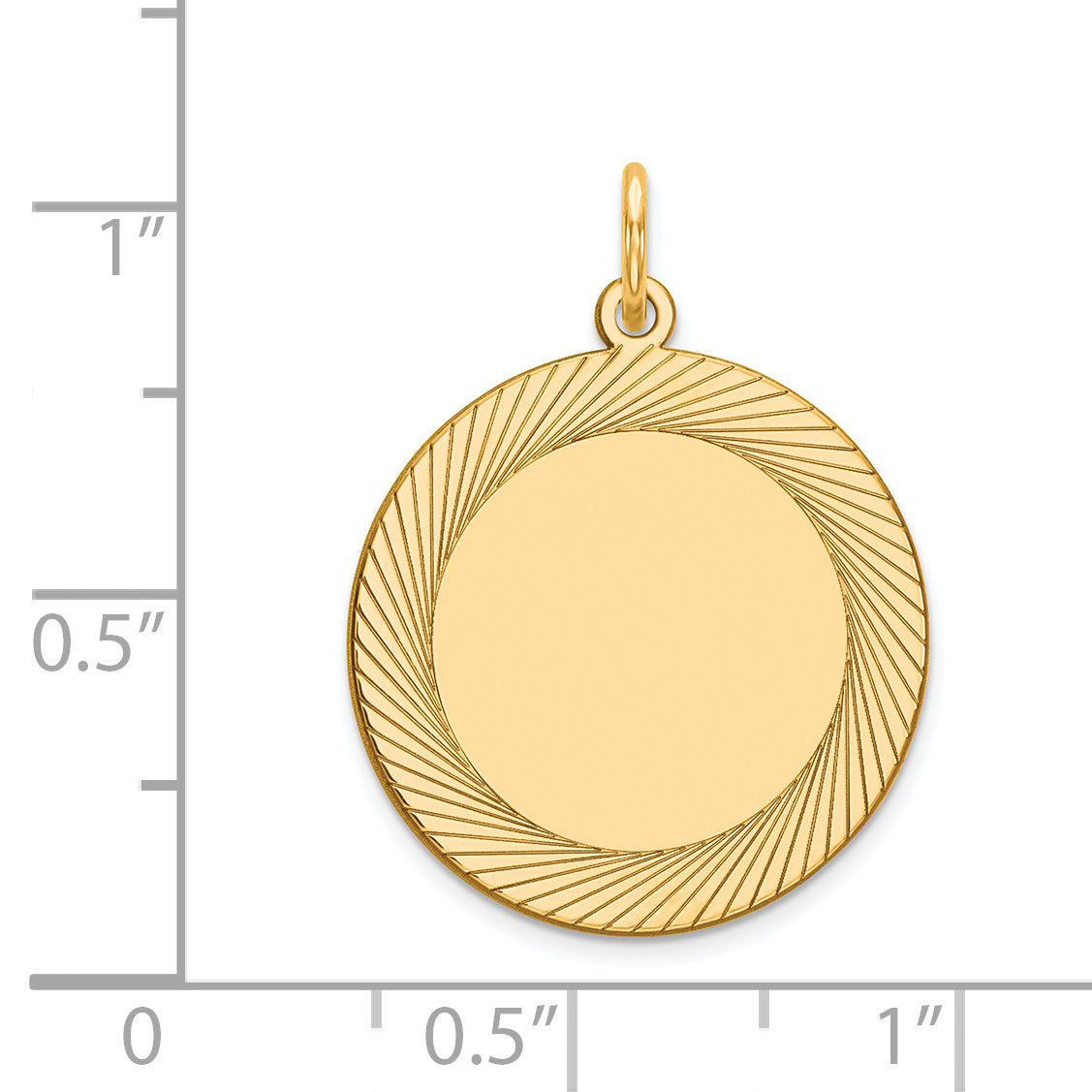 14k Yellow Gold 14k Etched Design .018 Gauge Circular Engravable Disc Charm