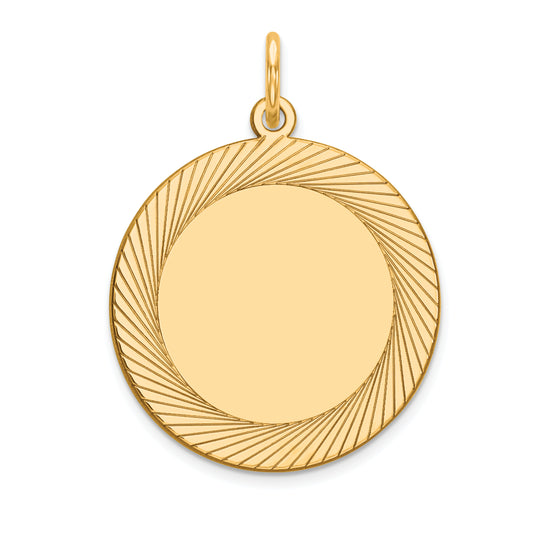 14k Yellow Gold 14k Etched Design .018 Gauge Circular Engravable Disc Charm