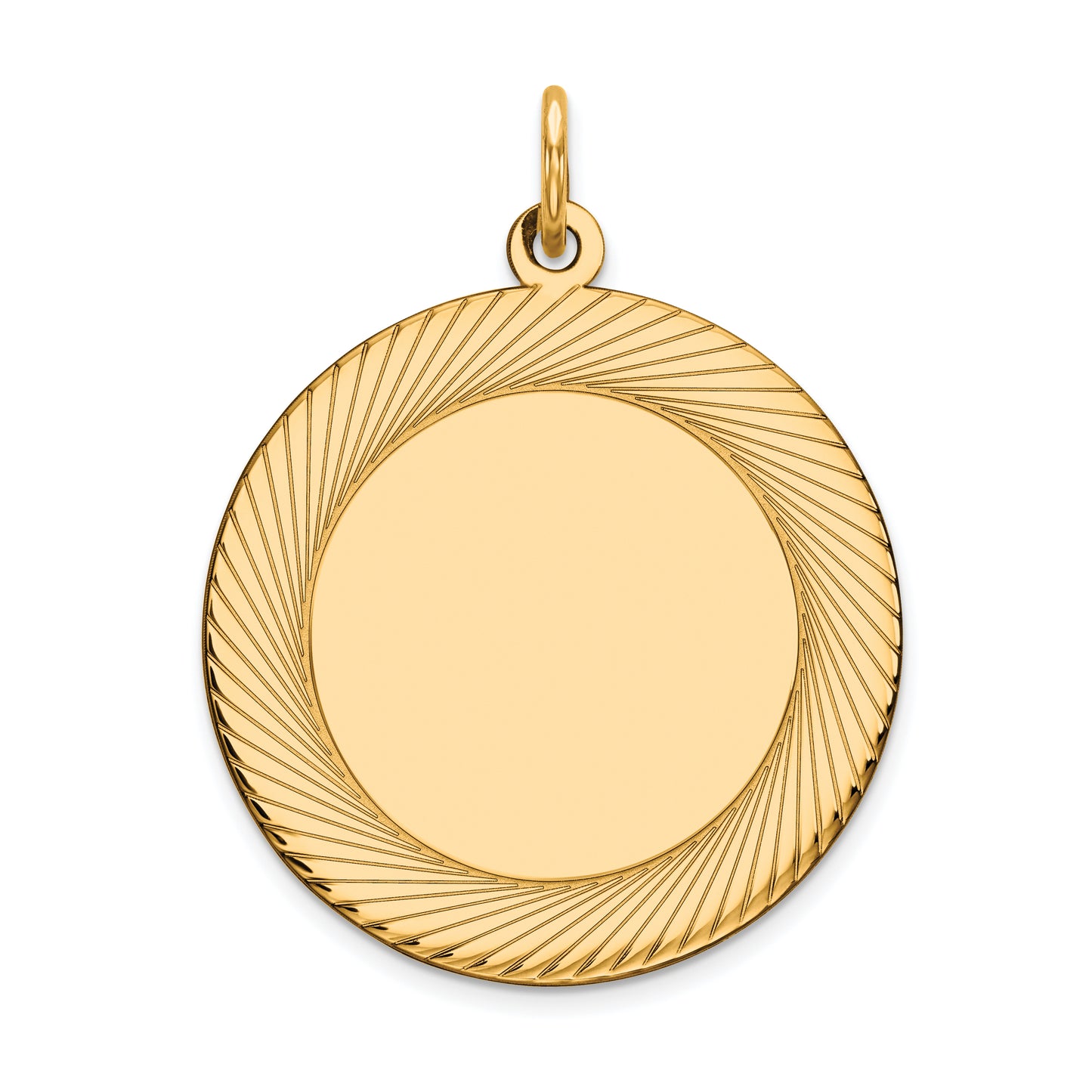 14k Yellow Gold 14k Etched Design .018 Gauge Circular Engravable Disc Charm