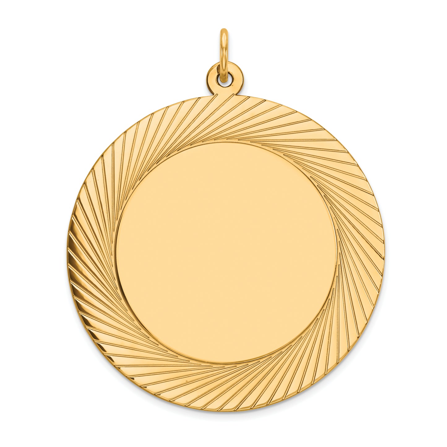 14k Yellow Gold 14k Etched Design .018 Gauge Circular Engravable Disc Charm