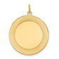 14k Yellow Gold 14k Etched Design .018 Gauge Circular Engravable Disc Charm