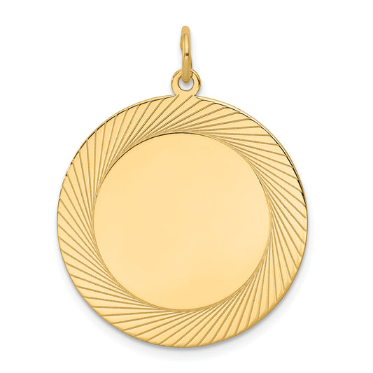 14k Yellow Gold 14k Etched Design .018 Gauge Circular Engravable Disc Charm