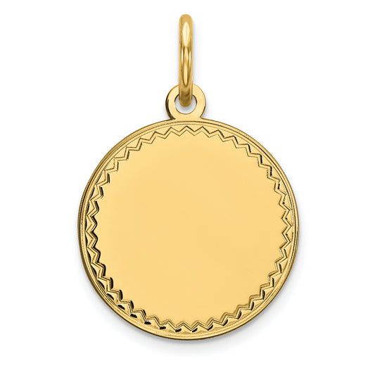 14k Yellow Gold 14k Plain .027 Gauge Engravable Round Disc Charm