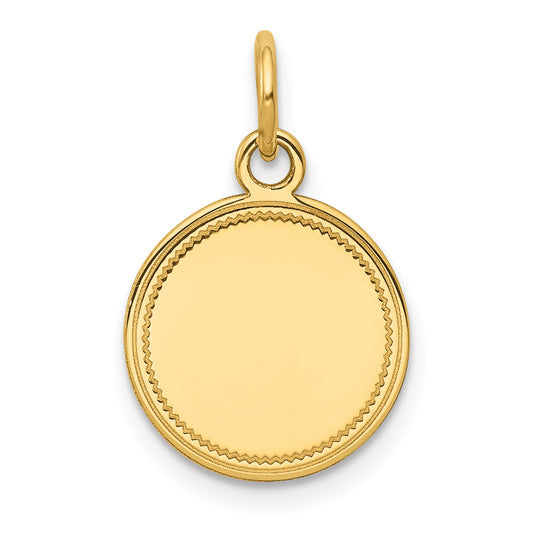 14k Yellow Gold 14k Plain .027 Gauge Engravable Round Disc Charm