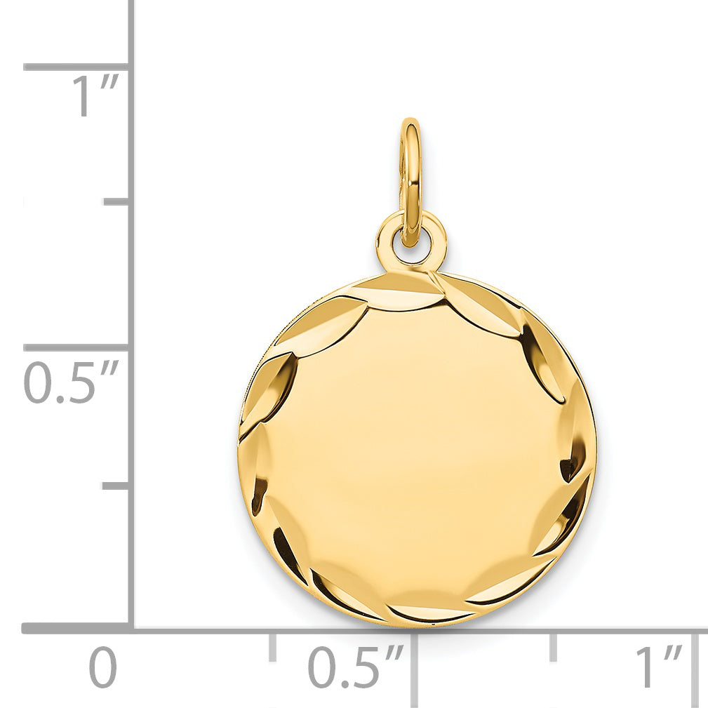 14k Yellow Gold 14k Etched .027 Gauge Engravable Round Disc Charm