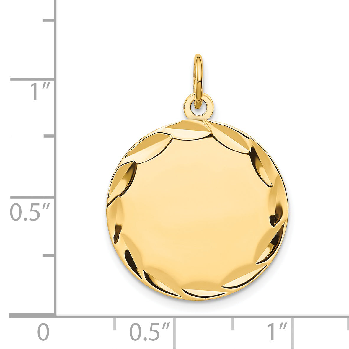 14k Yellow Gold 14k Etched .011 Gauge Engravable Round Disc Charm