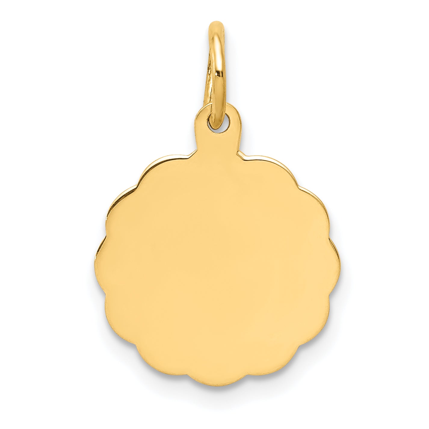 14k Yellow Gold 14k .018 Gauge Engravable Scalloped Disc Charm