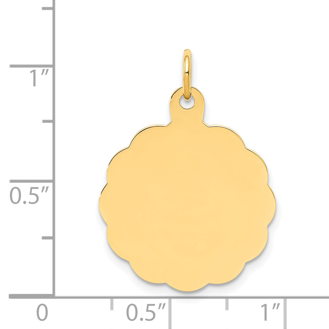 14k Yellow Gold 14k .011 Gauge Engravable Scalloped Disc Charm