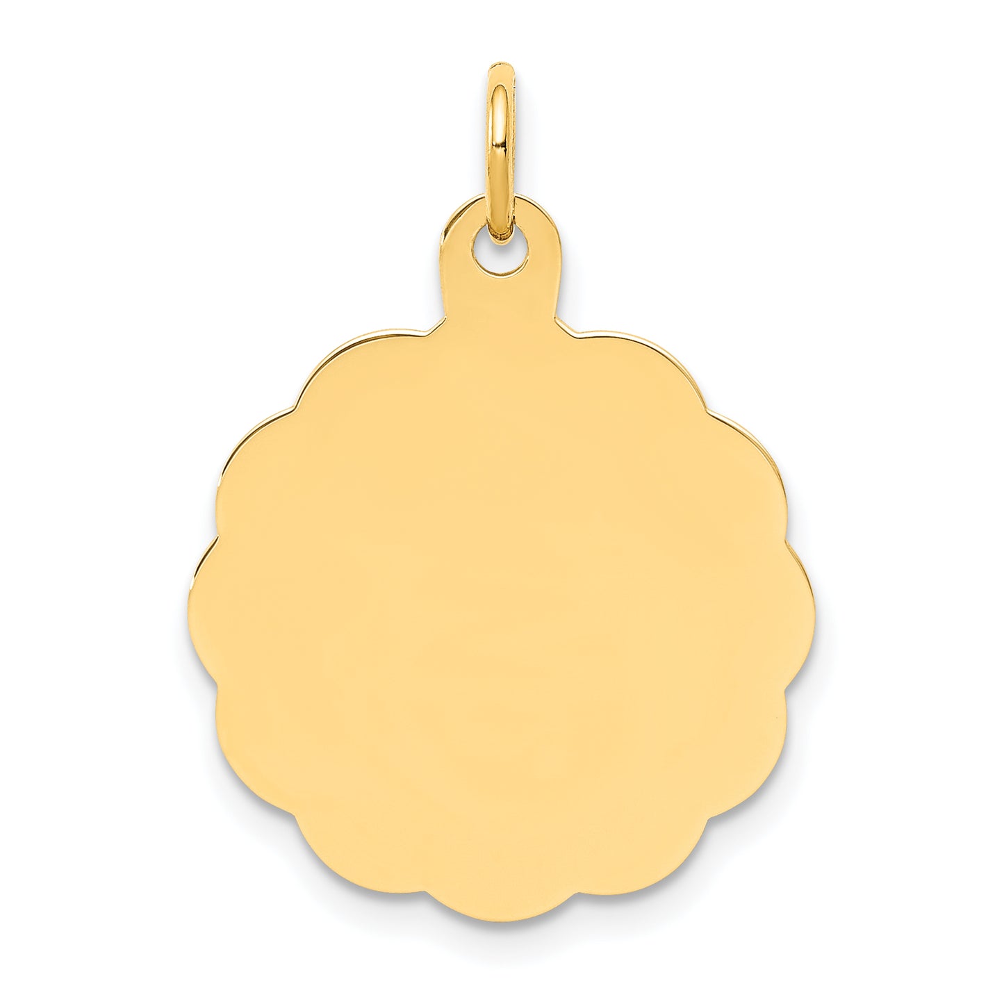 14k Yellow Gold 14k .011 Gauge Engravable Scalloped Disc Charm